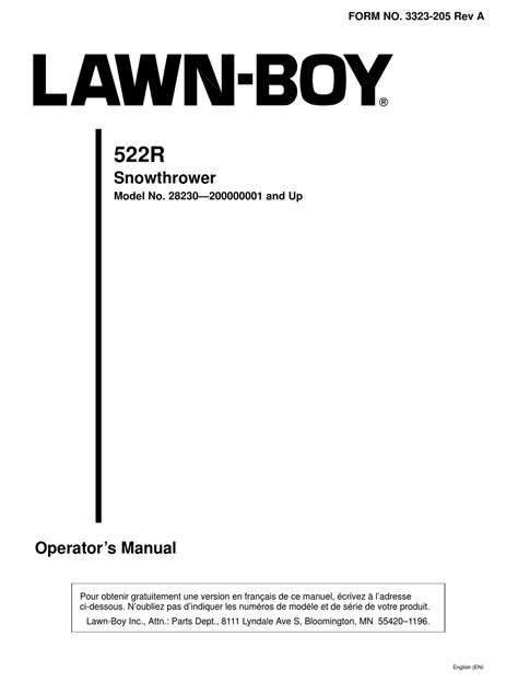 LAWN-BOY 522R OPERATOR'S MANUAL Pdf Download | ManualsLib