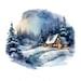 Winter Night Scenes Clipart 8 High Quality Jpgs Snowy Christmas House ...