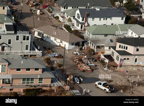 Aerial views of Hurricane Sandy damage along the New York coastline November 12, 2012 in Nassau ...