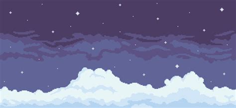 fundo de céu noturno de pixel art com nuvens e estrelas para o jogo 8 bits 9877699 Vetor no Vecteezy