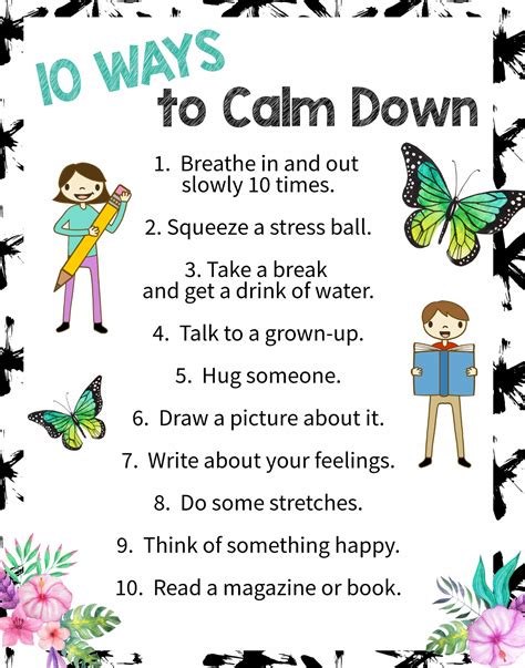 10 Ways to Calm Down: A Free Printable Poster – Art is Basic | An Elementary Art Blog