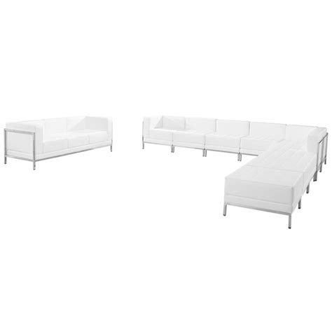 HERCULES Imagination Series Melrose White Leather Sectional & Sofa Set, 10 Pieces - by Flash ...