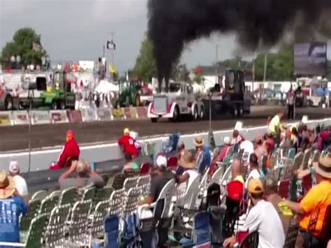 Engine Launches From Semi During Tractor Pull Competition