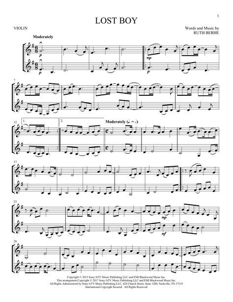 Ruth B "Lost Boy" Sheet Music Notes | Download Printable PDF Score 178259