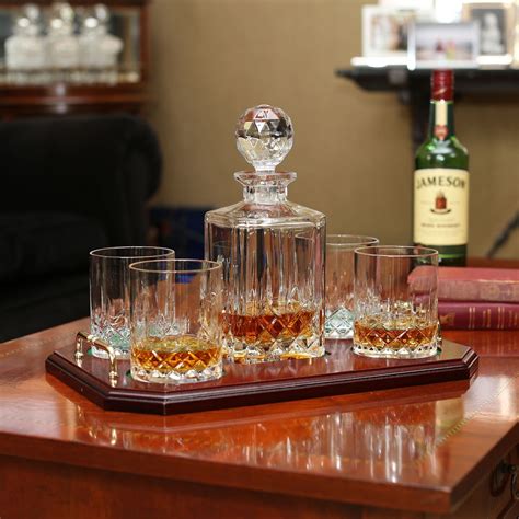 Personalized Galway Crystal Longford Square Decanter Tray Set | Irish ...