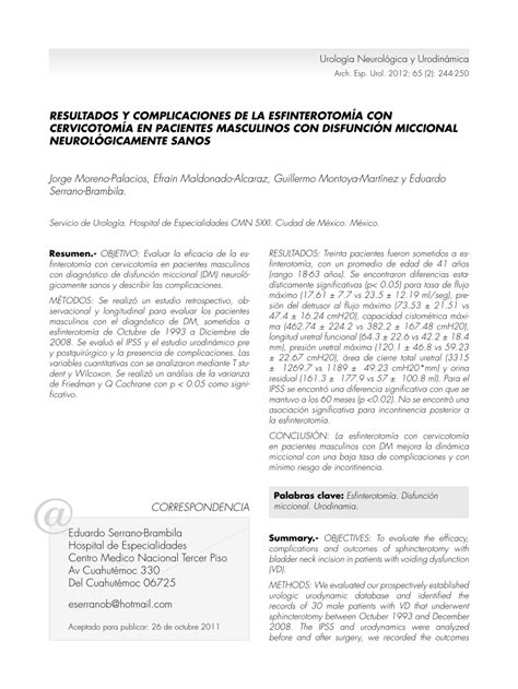 (PDF) Outcomes and complications of sphincterotomy with bladder neck ...