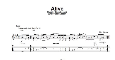 Alive (Guitar Tab (Single Guitar)) - Print Sheet Music Now