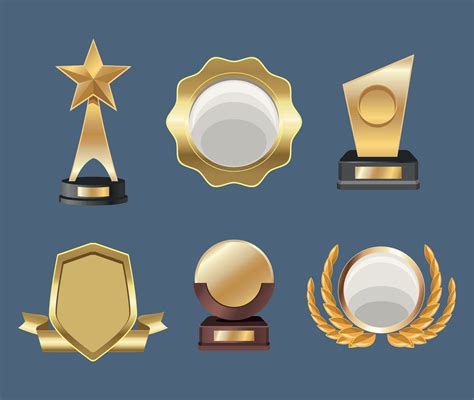 golden trophies and emblems 10427768 Vector Art at Vecteezy