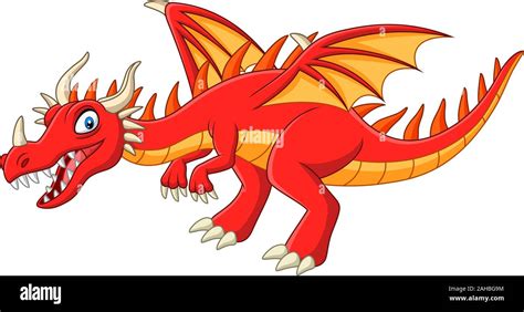 Cartoon red dragon on white background Stock Vector Image & Art - Alamy