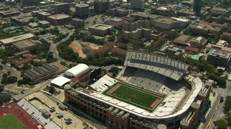 HD stock footage aerial video of Texas Memorial Stadium and University of Texas campus, reveal ...