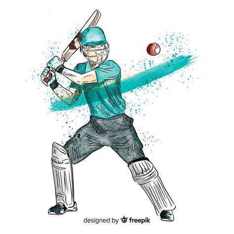 Premium Vector | Batsman playing cricket in watercolor style