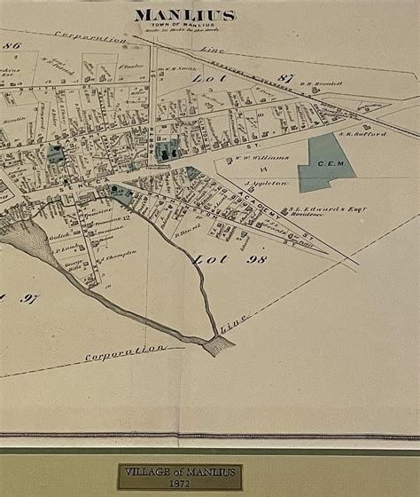 Lot - Antique 1872 Town of Manlius, Map FRAMED