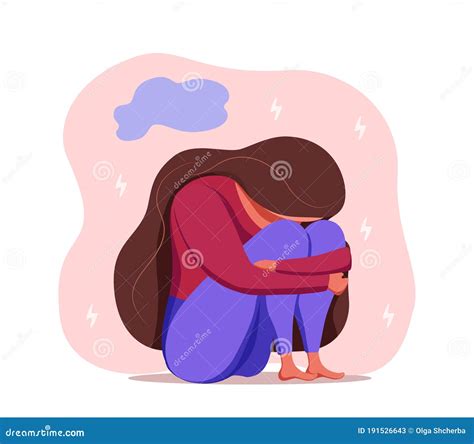 Depressed Sad Lonely Woman In Anxiety, Sorrow Vector Cartoon Illustration. | CartoonDealer.com ...