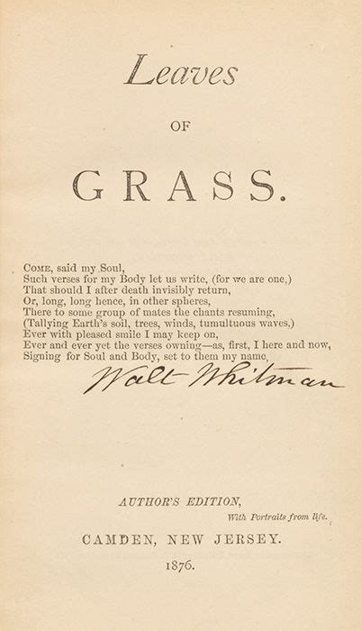 Leaves of Grass - First Edition - Signed - Walt Whitman - Bauman Rare Books Walt Whitman Poetry ...