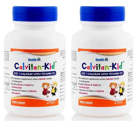 Buy HealthVit Calvitan-KID Kids Calcium with Vitamin D3 60 Tablet (Pack ...