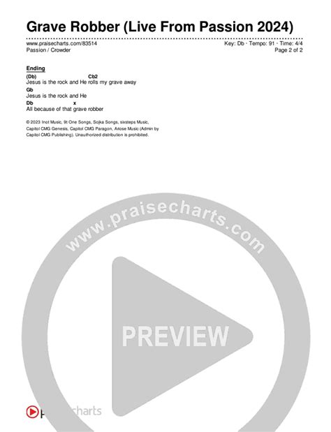 Grave Robber (Live From Passion 2024) Chords PDF (Passion / Crowder) - PraiseCharts