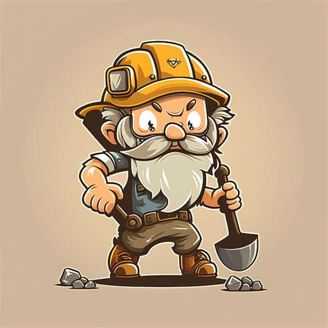 Cute old gold miner cartoon character illustration | Premium AI ...