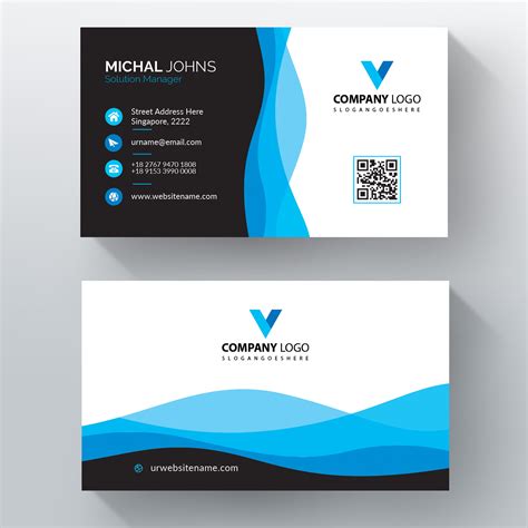 Blue wavy vector business card template | Free business card templates, Vector business card ...