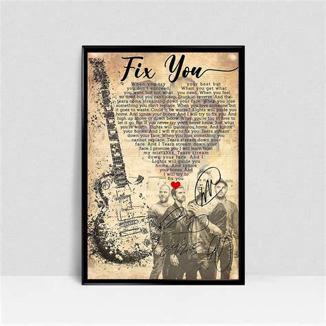 Coldplay Fix You Lyrics Poster Wall Art Wall Decor | Etsy