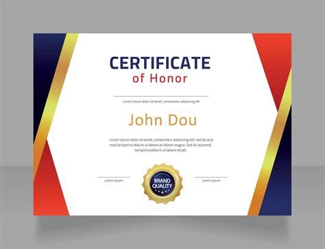 Honour certificate for winning championship design template. Vector ...