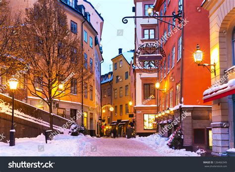 Evening Winter Scenery Of Street In Old Town (Gamla Stan) In Stockholm ...