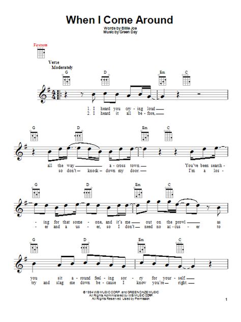 Green Day: When I Come Around - Ukulele | Sheetmusicdirect.com