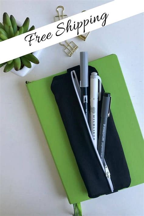 Pen Case Satin Black and White Pencil Case Zipper Pencil | Etsy ...