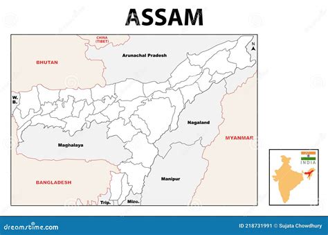 Assam Map. Political and Administrative Map of Assam with Districts ...