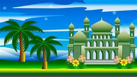 background animasi kartun bergerak islami || masjid hijau || Free ...