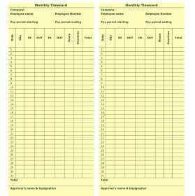 Printable Timesheets and Time Cards