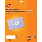 Staples Laser/Inkjet Address Labels, 1" x 2 5/8", White, 30 Labels/Sheet, 25 Sheets/Box (18054 ...