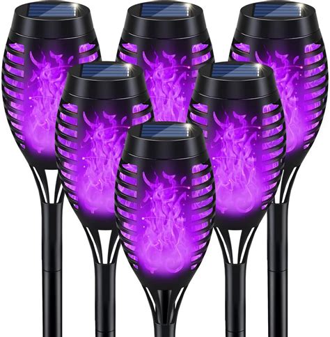 Halloween Decorations Outdoor, Lights for Halloween Decor, Purple Flickering Flame Solar Torch ...