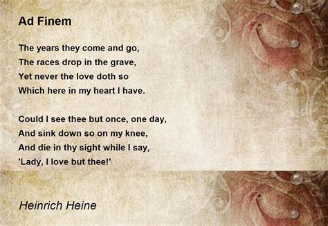 Ad Finem Poem by Heinrich Heine - Poem Hunter