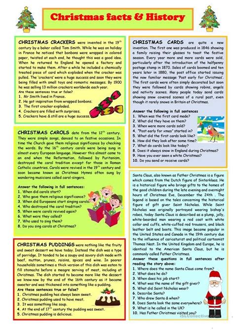 the christmas fact and history page for children's books, with santa ...