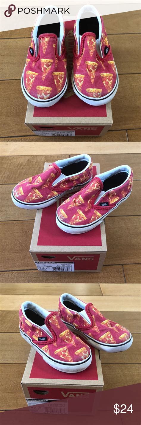 Kids Vans Classic Slip On Style Pizza Print Shoes. | Vans classic slip on, Shoe print, Vans classic