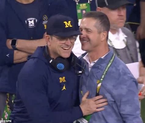 Michigan coach Jim Harbaugh is surprised by brother John on the ...