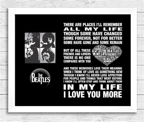 The Beatles Song Music Lyrics in My Life Poster Print. John Lennon, Paul Mccartney, Ringo Starr ...