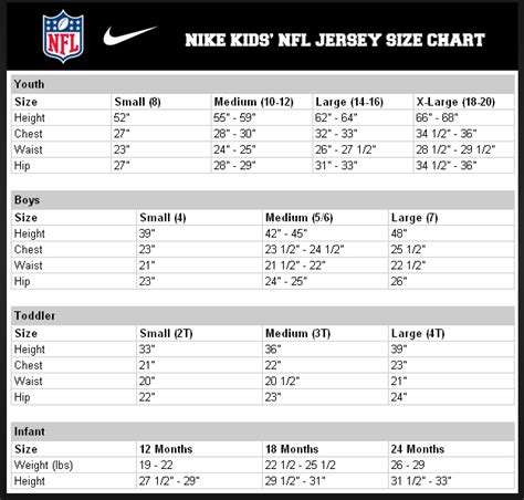 Nfl Jersey Size Chart | amulette