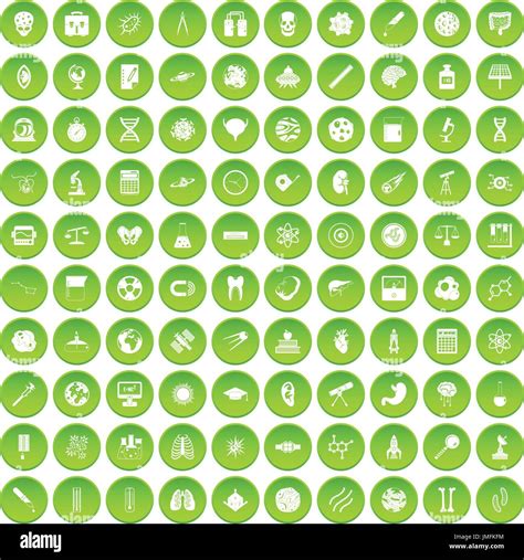 100 science icons set green Stock Vector Image & Art - Alamy