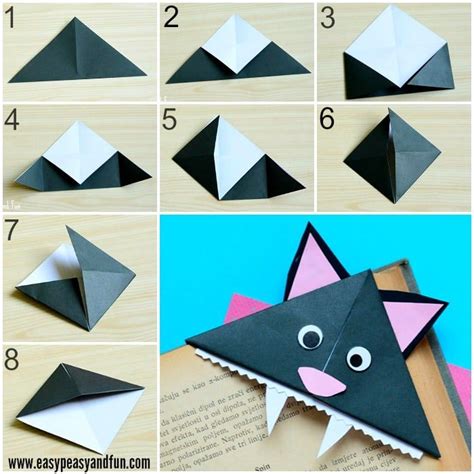 Adorable Halloween Cat Corner Bookmark Origami Bookmark Corner, Origami ...