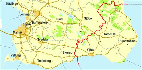 Map of southern Sweden with municipalities Ystad, Tomelilla and... | Download Scientific Diagram