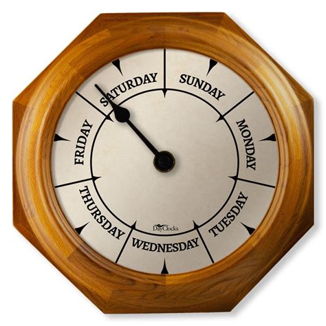 DayClocks Classic Day-of-the-Week Wall Clock with 10" Oak Wood Frame ...