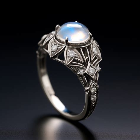 Art Deco moonstone engagement rings - ASCHERON