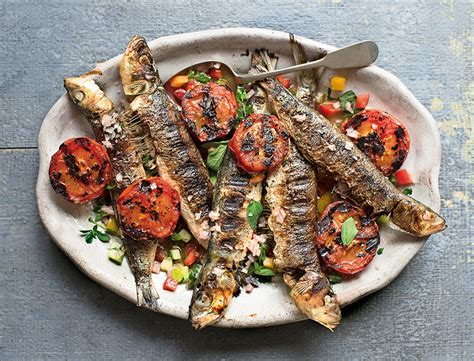 Grilled Sardines and Tomatoes with Crunchy Herb Dressing Recipe | goop