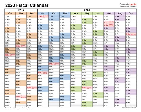 Fiscal Calendars 2020 - Free Printable Excel templates