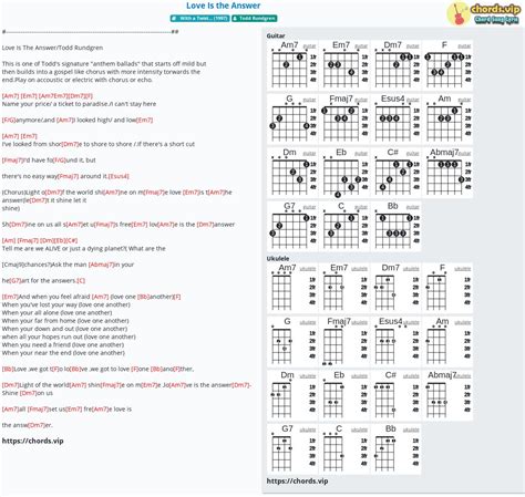 Chord: Love Is the Answer - tab, song lyric, sheet, guitar, ukulele | chords.vip