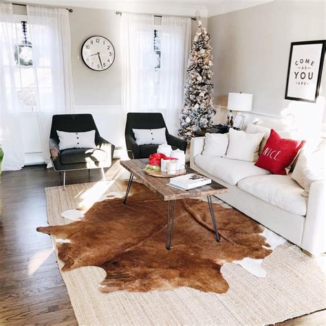 Modern Living Room With Cowhide Rug - Dream House