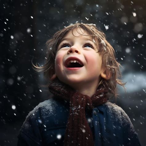 Premium AI Image | A child catching snowflakes on their tongue their eyes wide with wonder ...