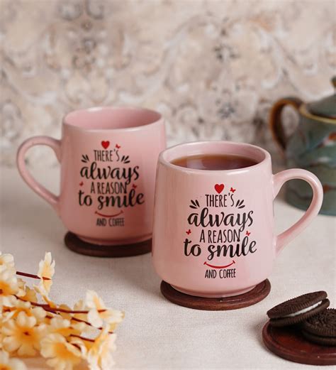 Buy Pink Quotes Printed 300 ml Ceramic (Set of 2) Coffee Mug at 59% OFF ...