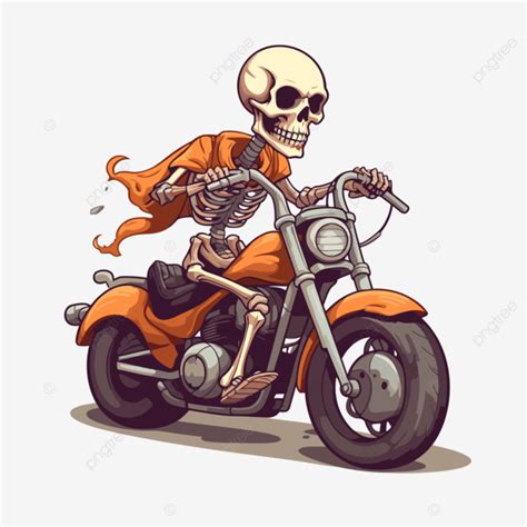 Skeleton Riding Motorcycle Vector, Sticker Clipart Skeleton Riding ...